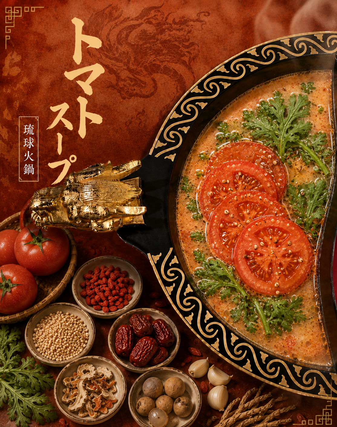 Okinawa hot pot restaurant with premium Agu pork and fresh vegetables